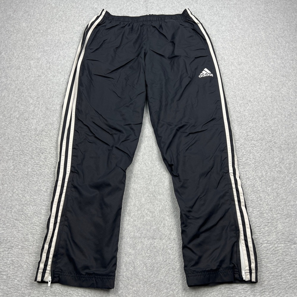 Adidas Essentials Pants Men's Large Black Track‎ Climalite Ankle Zip Drawstring